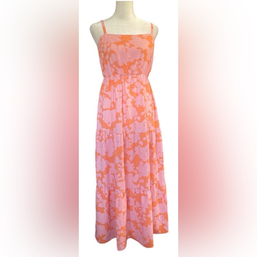 Sanctuary Pink & Orange Floral Tiered Maxi Dress L